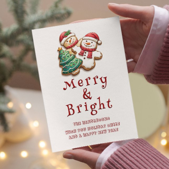 Cartão De Festividades Feliz e Brilho dos Cookies de Natal (Criador carregado)