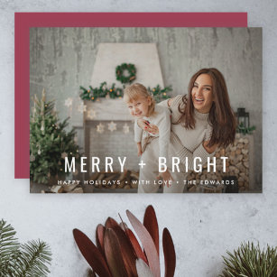 Cartão De Festividades Feliz e Brilho   Foto de Natal da Moderna Trendy