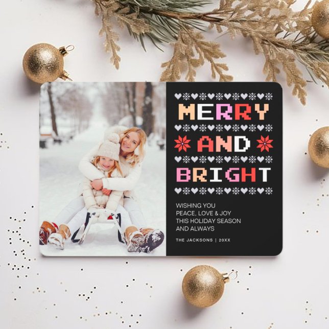 Cartão De Festividades Feliz e Brilho | Foto do suéter de Natal feio (Criador carregado)