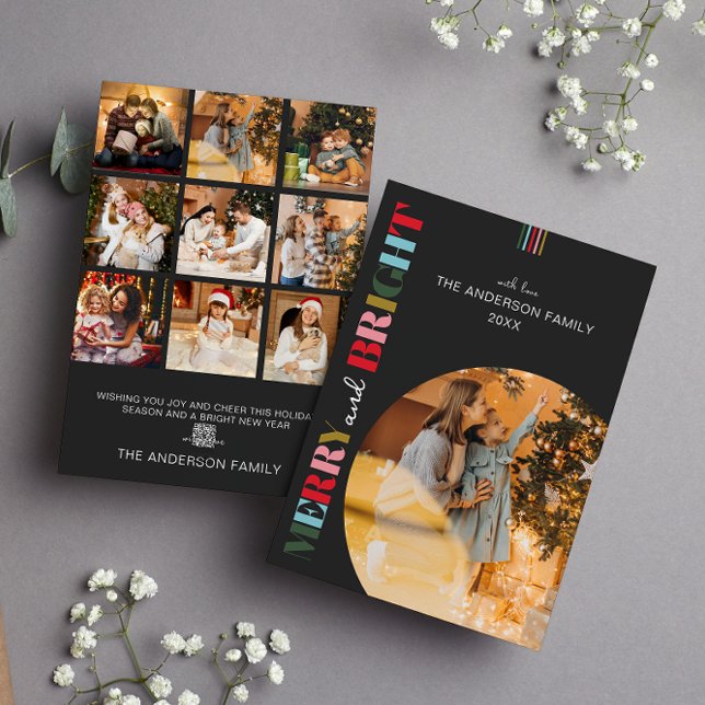 Cartão De Festividades Feliz e Brilho Fotos de Natal Pretas (Criador carregado)