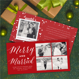 Cartão De Festividades Feliz E Casamento Moderno Com 4 Fotografias