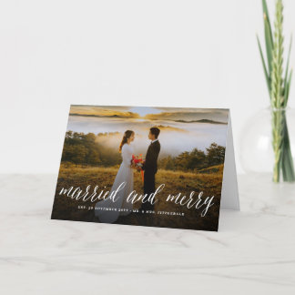 Cartão De Festividades Feliz E Casamento Simples De Fotografia De Script