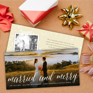 Cartão De Festividades Feliz E Casamento Simples De Fotografia De Script