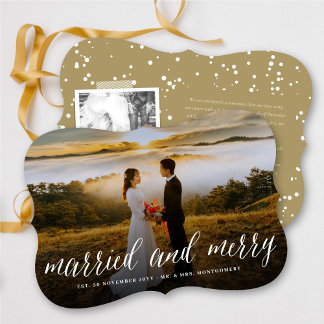 Cartão De Festividades Feliz E Casamento Simples De Fotografia De Script