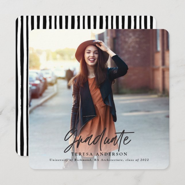 Cartão De Festividades Feliz e formando moderno brilhante (Frente/Verso)