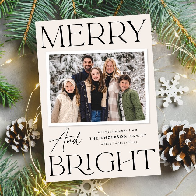 Cartão De Festividades Feliz e Foto Brilhante do Creme de Snapshot Modern (Criador carregado)