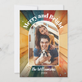 Cartão De Festividades Feliz e Foto Brilhante Moderna em Aquarela Natal