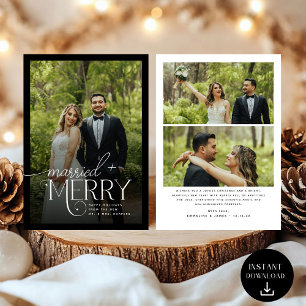 Cartão De Festividades Feliz e Foto casada para recém-casados Holida de N