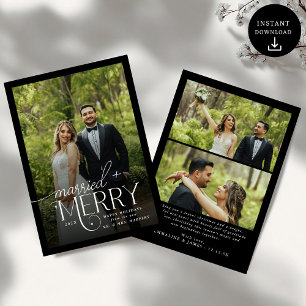 Cartão De Festividades Feliz e Foto casada para recém-casados Holida de N