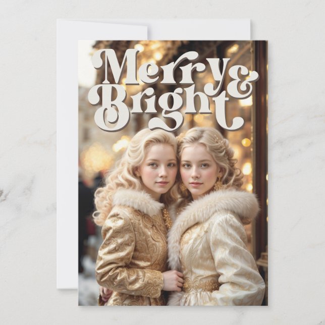 Cartão De Festividades Feliz E Foto Retroativa Brilhante Natal (Frente)