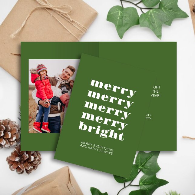 Cartão De Festividades Feliz e imagem verde mínima mínima moderna brilhan (Criador carregado)