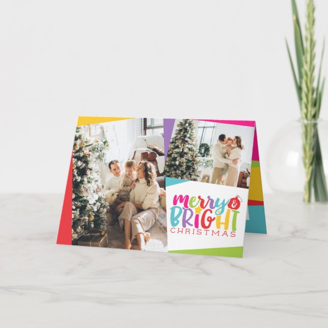 Cartão De Festividades Feliz e Natal Brilhante - Bonito (Frente)