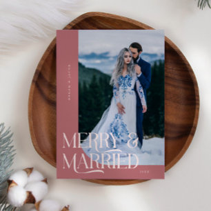 Cartão De Festividades Feliz e Natal casado - Novo Rosa Foto