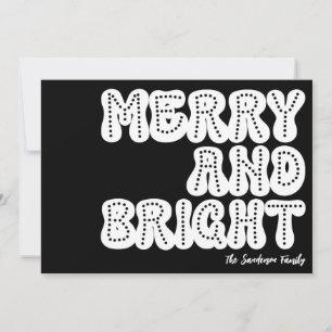 Cartão De Festividades Feliz e tendências brilhantes preto branco retrógr
