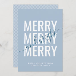 Cartão De Festividades Feliz e verificador azul-claro de Natal brilhante