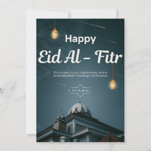 Cartão De Festividades Feliz Eid Al Fitr Lanterna Noturna da Mesquita Art