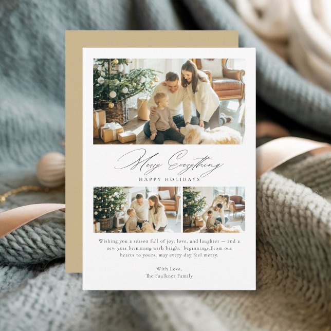 Cartão De Festividades Feliz Elegante Tudo 3 Foto da Família Natal (Criador carregado)