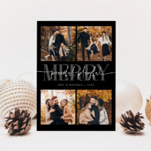 Cartão De Festividades Feliz em camadas pacífica, multifoto de Natal pret