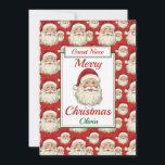 Cartão De Festividades Feliz Excelente de Natal Niece Papais noeis Flat<br><div class="desc">Um adorável cartão de Natal Niece Flat,  excelente. O padrão design apresenta o rosto sorridente do santa claus e um fundo vermelho. Todo o texto pode ser alterado conforme necessário para personalizar - mudar para filha,  neta ou irmã,  depois personalizar com um nome e mensagem.</div>