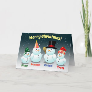 Cartão De Festividades Feliz Família de Feriados de Snowmen
