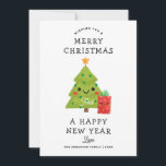 Cartão De Festividades Feliz Feliz ano novo de Natal. Árvore de inverno c<br><div class="desc">"Feliz Natal e um Feliz ano novo",  com uma bela árvore verde de inverno e presente vermelho. Entre em contato comigo se precisar de itens adicionais.</div>