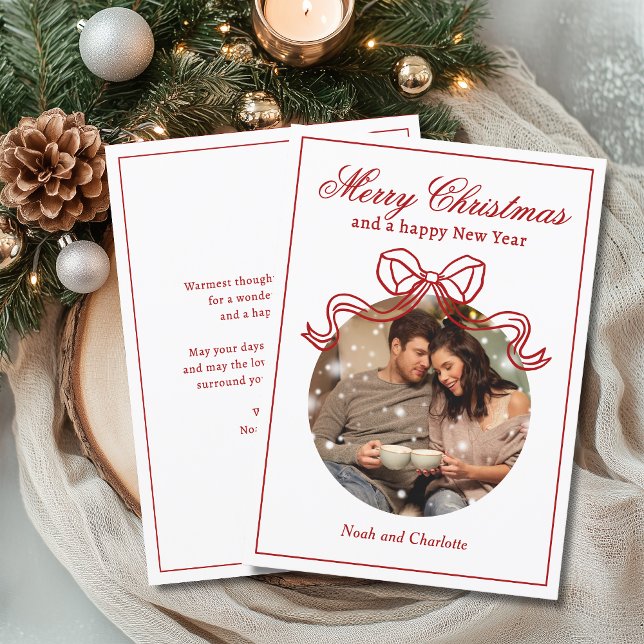 Cartão De Festividades Feliz Feliz ano novo de Natal Foto do Arco Coquett (Criador carregado)