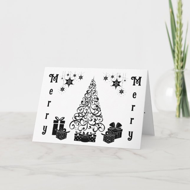 Cartão De Festividades Feliz Feliz Árvore de Natal (Frente)