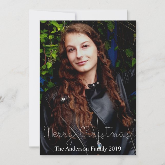 Cartão De Festividades Feliz Feliz de Natal e Brilho Adicione sua foto (Frente)