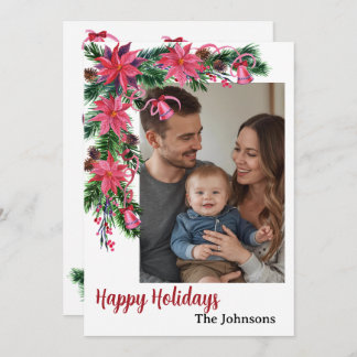 Cartão De Festividades Feliz feriado 1 foto botânica aquarela 
