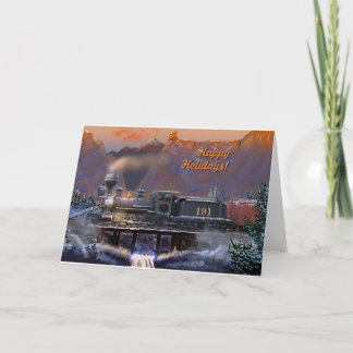 Cartão De Festividades Feliz Feriados! Colorado Steam Train/Snow