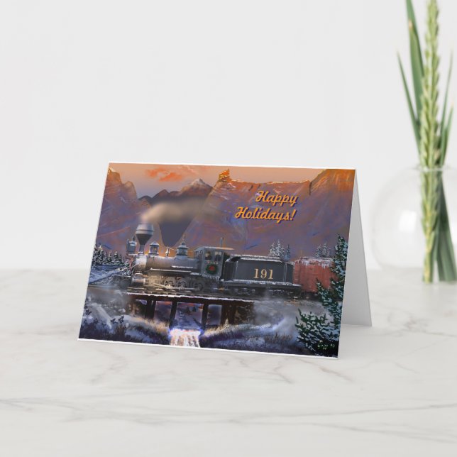 Cartão De Festividades Feliz Feriados! Colorado Steam Train/Snow (Frente)