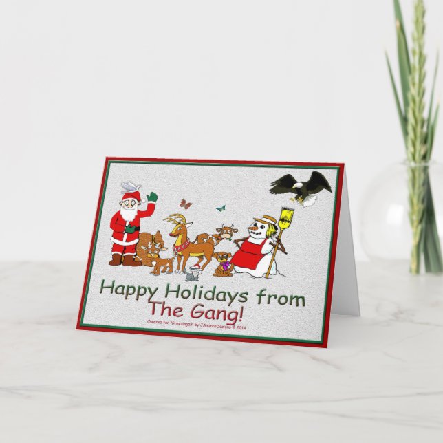 Cartão De Festividades Feliz Feriados da Gangue! (Frente)
