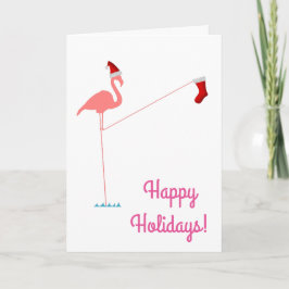 Cartão De Festividades Feliz Feriados! - Silhouette Flamingo Rosa