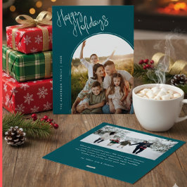 Cartão De Festividades Feliz Férias em Roteiro Moderno | Adicionar 2 Foto