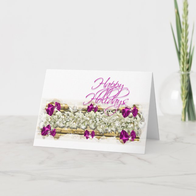 Cartão De Festividades "Feliz Férias" mensagem festiva elegante (Frente)