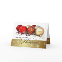 Feliz Férias. Red Dourado Baubles