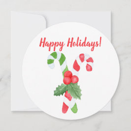 Cartão De Festividades Feliz Férias! | Watercolor Candy Cane Christmas