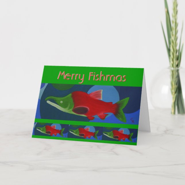 Cartão De Festividades Feliz Fishmas (Frente)