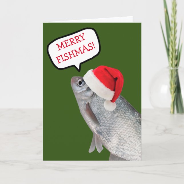 Cartão De Festividades Feliz Fishmas Engraçado Natal (Frente)