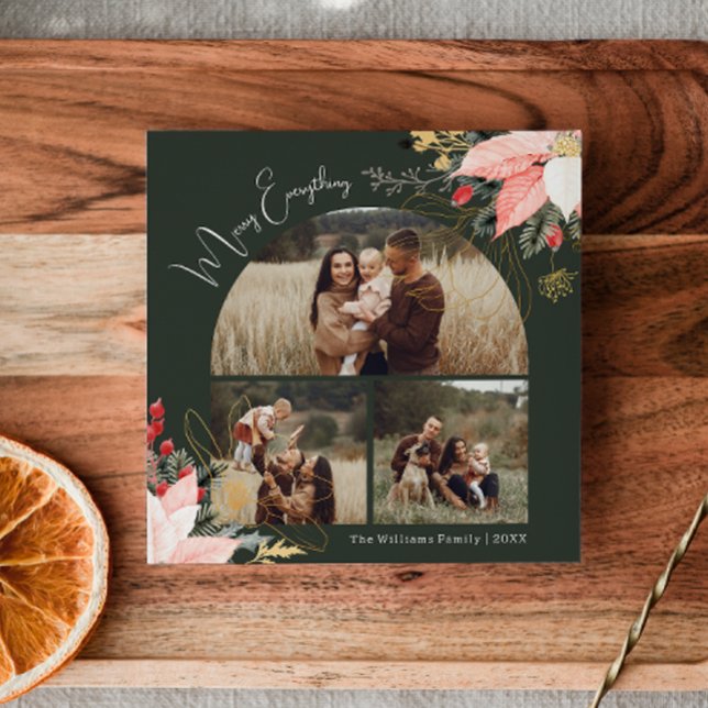 Cartão De Festividades Feliz Floral Inverno Tudo Três Foto (Criador carregado)