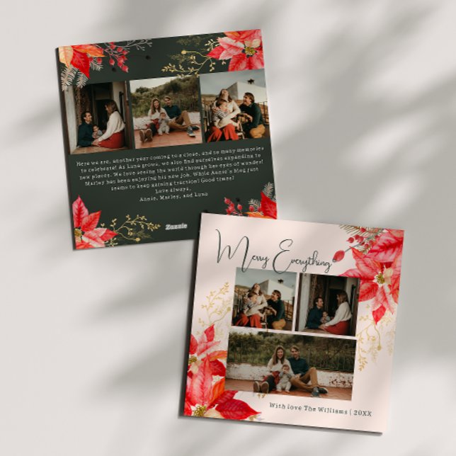 Cartão De Festividades Feliz Floral Moderna Tudo Seis Foto Natal (Criador carregado)