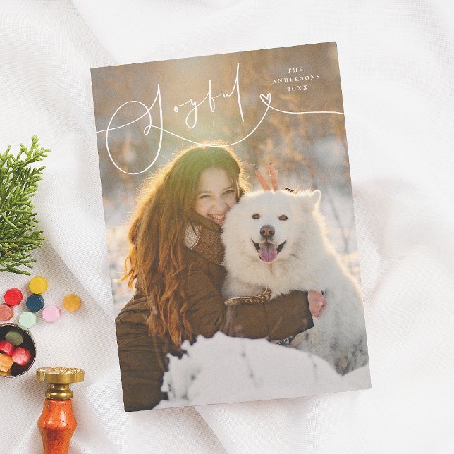 Cartão De Festividades Feliz Flourish Modern Mínimo 1 Foto Natal (Criador carregado)