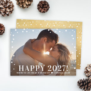 Cartão De Festividades Feliz Foto de Confete Dourado Texturizado 2027