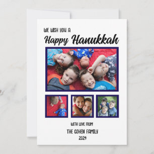 Cartão De Festividades Feliz Foto de Família do Hanukkah Simples Clássico