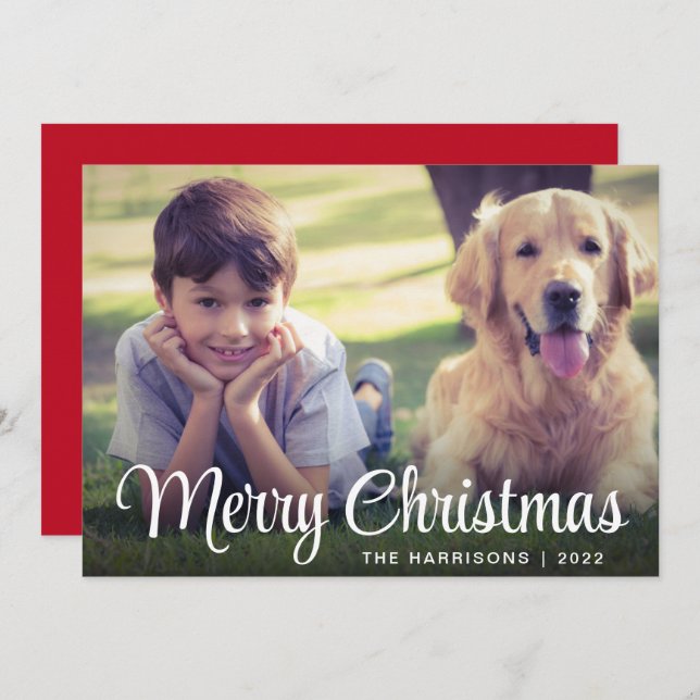 Cartão De Festividades Feliz Foto de Natal (Frente/Verso)