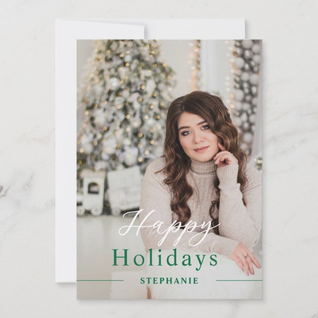 Cartão De Festividades Feliz Foto do Script Elegante de Natal (Frente)
