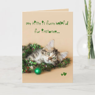 Cartão De Festividades Feliz gatinho para decoração de Natal