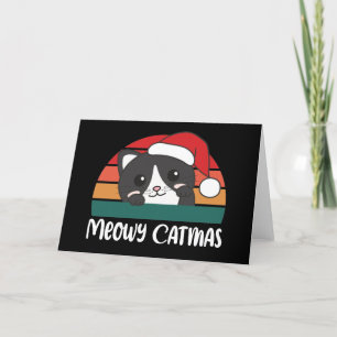 Cartão De Festividades Feliz Gatnatal Piada Divertida de Gato Natal