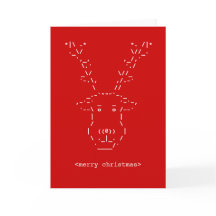 Feliz Geek de Natal Reindeer ASCII Art card