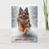 Feliz German shepherd de Natal